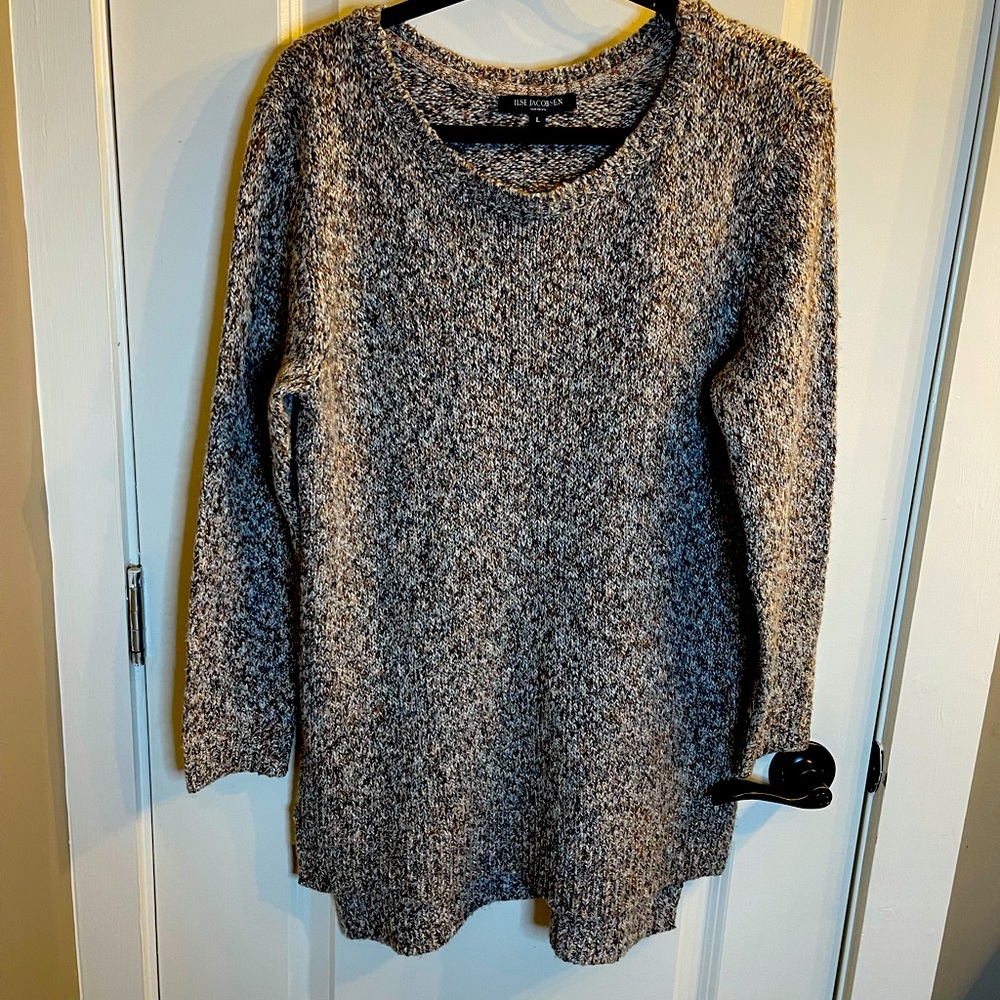 Ilse Jacobsen, Size Large,  Multicolored Neutral Sweater, Long Sweater